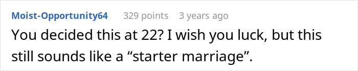 Reddit comment discussing a man's choice to marry based on brains over heart, sparking internet discomfort. Reddit comment discussing a man's choice to marry based on brains over heart, sparking internet discomfort.