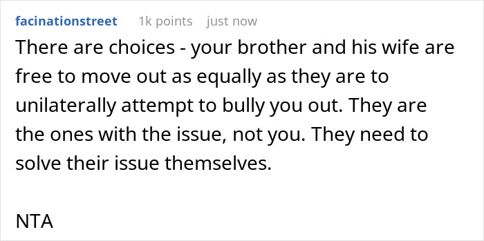 Comment on sibling fight over house, debating who should move out to make room for kids in shared living situation. Comment on sibling fight over house, debating who should move out to make room for kids in shared living situation.
