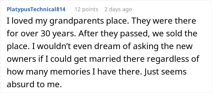 Comment text about not asking to marry in stranger’s backyard, reflecting on memories and boundaries. Comment text about not asking to marry in stranger’s backyard, reflecting on memories and boundaries.