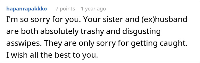 Screenshot of a forum post expressing sympathy for a woman dealing with her husband’s dark secret shortly after marriage.