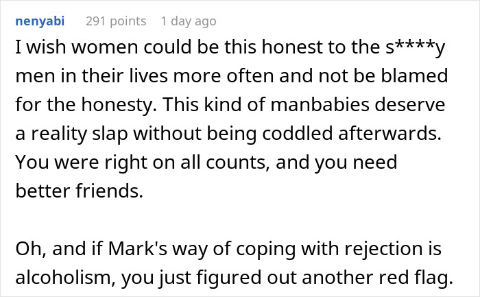 Comment expressing frustration over men not accepting rejection and mentioning a guy breaking down after being told no. Comment expressing frustration over men not accepting rejection and mentioning a guy breaking down after being told no.
