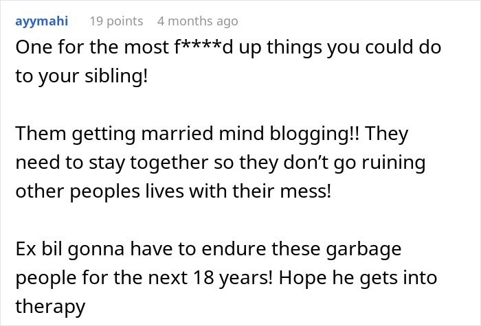 Reddit comment discussing a woman’s world crumbling after her husband’s dark secret is revealed early in marriage.