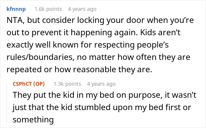 Reddit conversation about roommate conflict after GF’s kid sleeps in roommate’s bed and is later kicked out. Reddit conversation about roommate conflict after GF’s kid sleeps in roommate’s bed and is later kicked out.