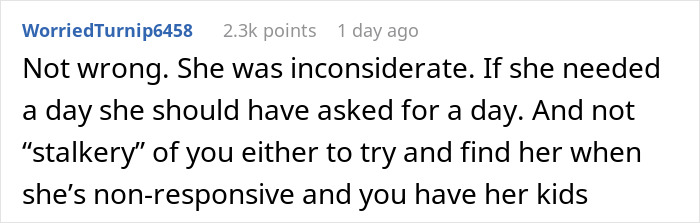Comment about mom asking friend to babysit, then going MIA and being inconsiderate by not communicating for hours. Comment about mom asking friend to babysit, then going MIA and being inconsiderate by not communicating for hours.