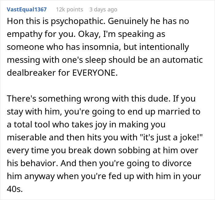 Alt text: Reddit comment discussing a woman finding a hidden device planted by her boyfriend as a prank causing emotional distress. Alt text: Reddit comment discussing a woman finding a hidden device planted by her boyfriend as a prank causing emotional distress.