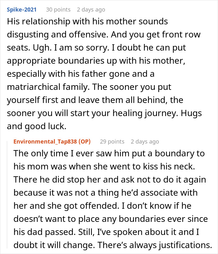 Online discussion about inlaws pushing boundaries and challenges setting limits during a divorce and family conflicts.