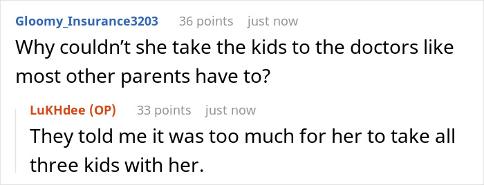 Screenshot of a discussion about a couple expecting a teen to help babysit half siblings while planning to ditch them. Screenshot of a discussion about a couple expecting a teen to help babysit half siblings while planning to ditch them.
