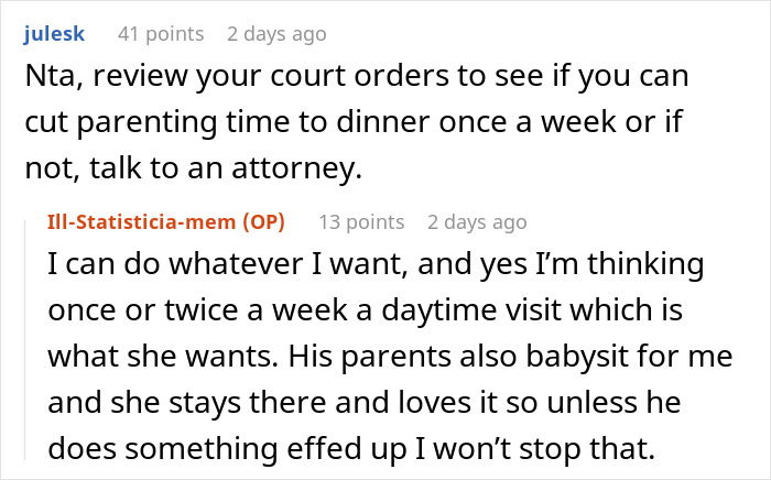 Reddit conversation discussing dad paying $300 child support and controlling his 10YO's life with mom's response. Reddit conversation discussing dad paying $300 child support and controlling his 10YO's life with mom's response.