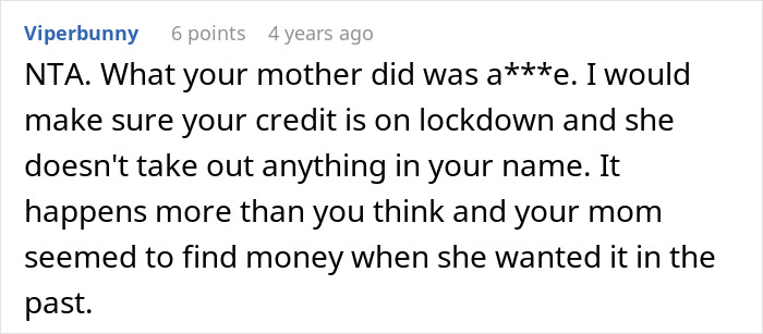 Screenshot of a Reddit comment discussing siblings who take care and refuse support to their mother. Screenshot of a Reddit comment discussing siblings who take care and refuse support to their mother.