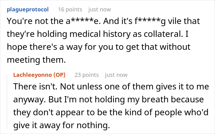 Reddit conversation about a man’s birth family tracking him down after abandoning him and his refusal to reconnect. Reddit conversation about a man’s birth family tracking him down after abandoning him and his refusal to reconnect.