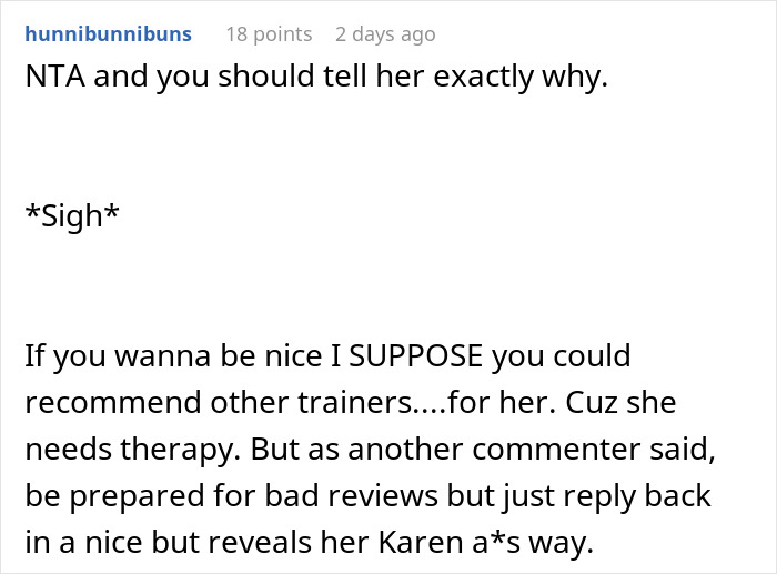 Screenshot of an online comment discussing dog behavior issues and challenges after adopting against shelter advice. Screenshot of an online comment discussing dog behavior issues and challenges after adopting against shelter advice.