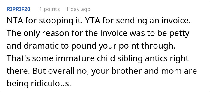 Comment on Reddit discussing sibling drama after woman shuts down brother’s proposal at her baby shower. Comment on Reddit discussing sibling drama after woman shuts down brother’s proposal at her baby shower.