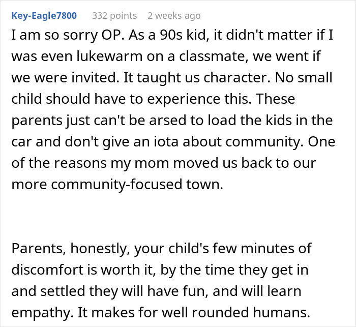 Comment from a father criticizing parents who promised then failed to attend his daughter’s birthday, highlighting community values. Comment from a father criticizing parents who promised then failed to attend his daughter’s birthday, highlighting community values.