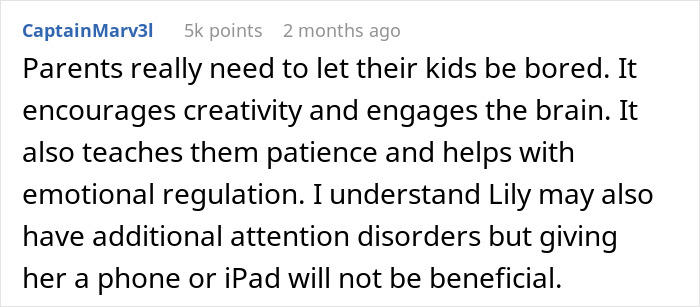 Comment discussing parenting advice, mentioning sister accuse favoring nephew niece and concerns about phone use for children. Comment discussing parenting advice, mentioning sister accuse favoring nephew niece and concerns about phone use for children.
