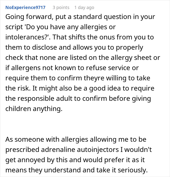 Kid with nut allergy grabs sample causing concern, worker blamed for giving allergen without checking.