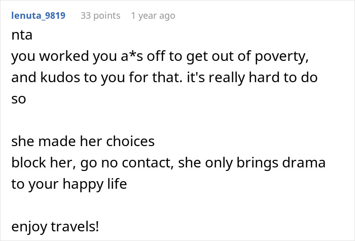 Text message conversation showing advice on rejecting sibling’s money requests amid family financial struggles and Ibiza travel posts.