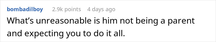 Comment highlighting the unreasonableness of a husband expecting wife to work, study full time, and care for two kids alone. Comment highlighting the unreasonableness of a husband expecting wife to work, study full time, and care for two kids alone.