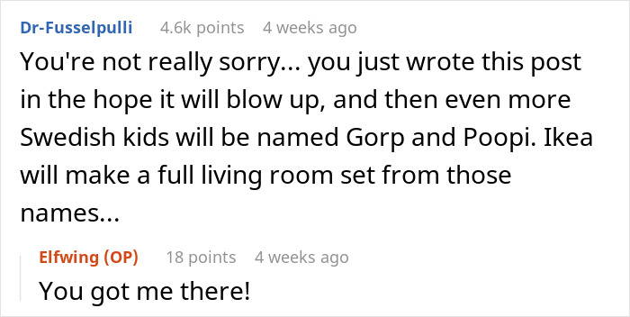 Screenshot of an online forum where users discuss teens spamming a baby-naming website with unusual name ideas.