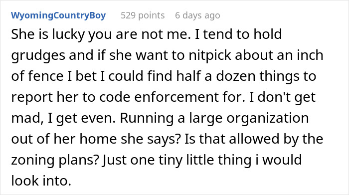 Comment discussing a neighbor upset with a nanny parking in front of a home and potential zoning violations. Comment discussing a neighbor upset with a nanny parking in front of a home and potential zoning violations.