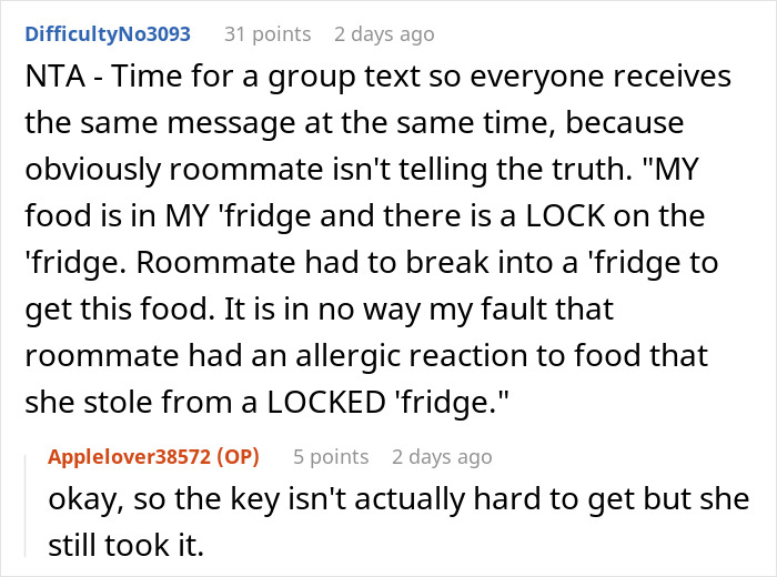 Text conversation about a serial food thief with peanut allergy causing an ER visit after stealing roommate’s dinner. Text conversation about a serial food thief with peanut allergy causing an ER visit after stealing roommate’s dinner.