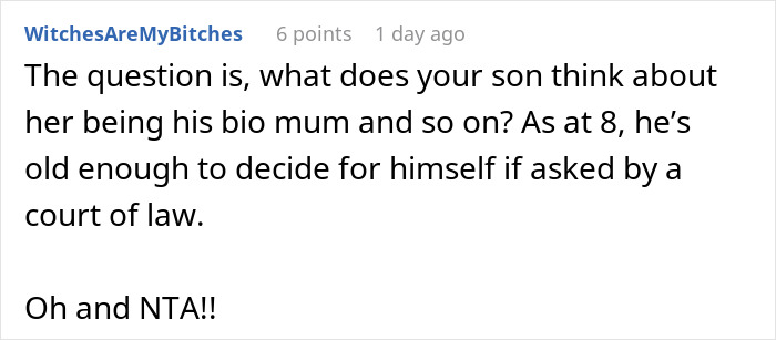 Alt text: Online comment discussing a mom giving her baby up and wanting the child back after eight years. Alt text: Online comment discussing a mom giving her baby up and wanting the child back after eight years.