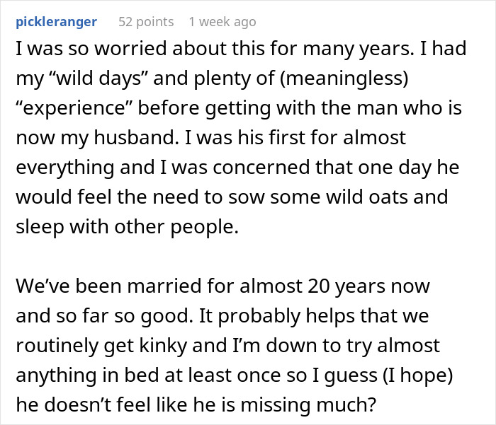 Commenter shares concerns about intimacy boundaries and marriage longevity in a discussion about predicting divorce risks. Commenter shares concerns about intimacy boundaries and marriage longevity in a discussion about predicting divorce risks.