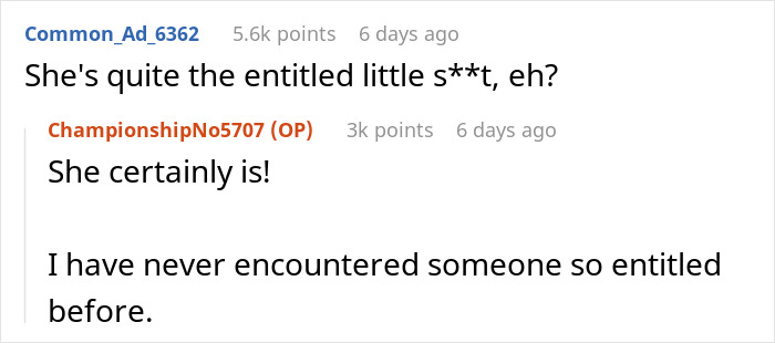 Screenshot of online comments discussing an entitled neighbor upset over nanny parking in front of a home. Screenshot of online comments discussing an entitled neighbor upset over nanny parking in front of a home.
