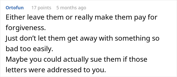 Comment discussing consequences and legal actions related to hidden college acceptance letters from a least favorite kid. Comment discussing consequences and legal actions related to hidden college acceptance letters from a least favorite kid.