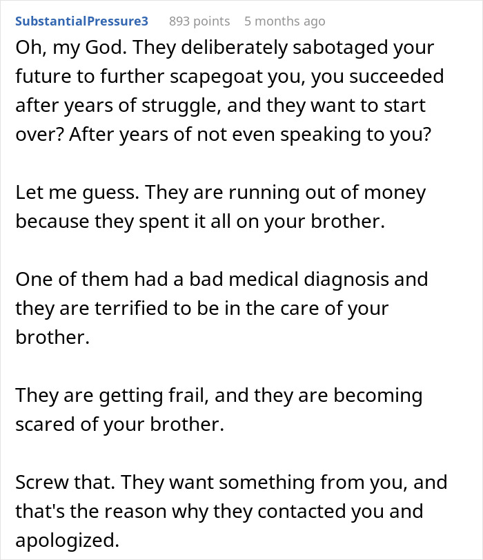 Comment discussing a mom who purposefully hid college acceptance letters from least favorite kid, causing family tension. Comment discussing a mom who purposefully hid college acceptance letters from least favorite kid, causing family tension.
