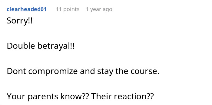 Comment section with a user expressing shock and advice after a husband's dark secret is revealed in a marriage.