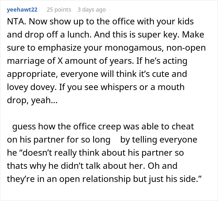 Screenshot of a Reddit comment discussing how petty drama at work might cost a man his job and marriage. Screenshot of a Reddit comment discussing how petty drama at work might cost a man his job and marriage.