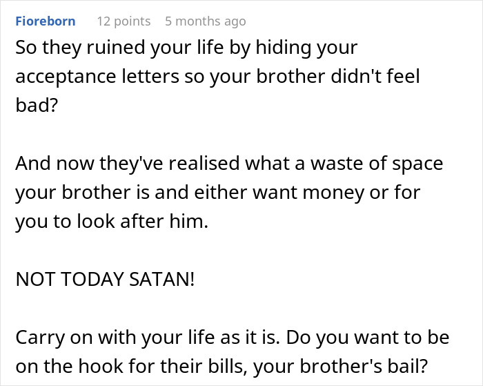 Comment discussing the impact of a mom hiding college acceptance letters from least favorite kid and family dynamics. Comment discussing the impact of a mom hiding college acceptance letters from least favorite kid and family dynamics.