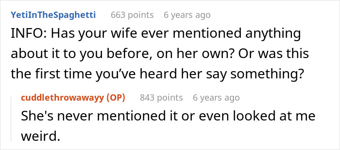 Screenshot of a Reddit conversation discussing a 15-year-old cuddling with dad and in-laws accusing him of crossing limits. Screenshot of a Reddit conversation discussing a 15-year-old cuddling with dad and in-laws accusing him of crossing limits.