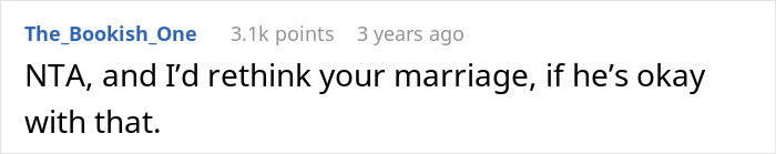 Screenshot of a Reddit comment about marriage concerns after husband sides with sister against no-peanut allergy rule.