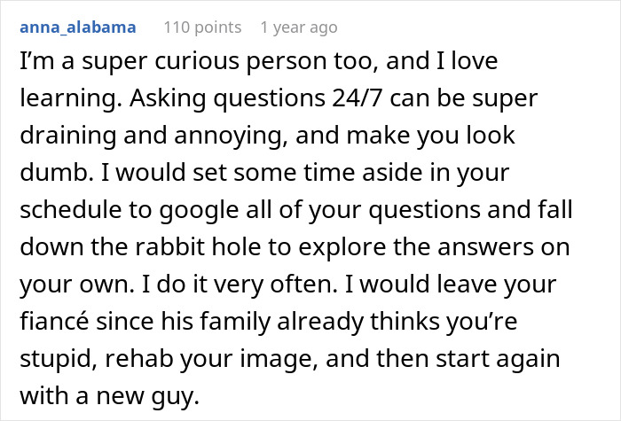 Screenshot of a user comment discussing a future MIL brands bride-to-be stupid, with fiancé laughing along. Screenshot of a user comment discussing a future MIL brands bride-to-be stupid, with fiancé laughing along.