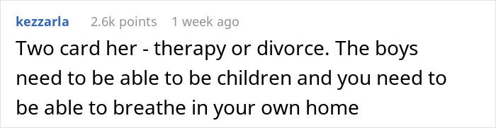 Commenter advising therapy or divorce for a wife turned mean once she got money, emphasizing kids’ well-being and personal space. Commenter advising therapy or divorce for a wife turned mean once she got money, emphasizing kids’ well-being and personal space.