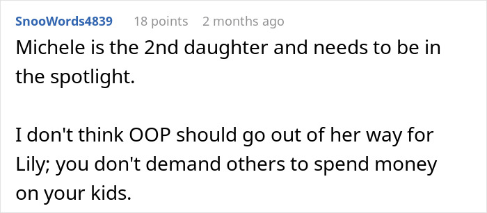 Comment discussing a sister accusing favoritism toward nephew and niece in a family financial dispute. Comment discussing a sister accusing favoritism toward nephew and niece in a family financial dispute.