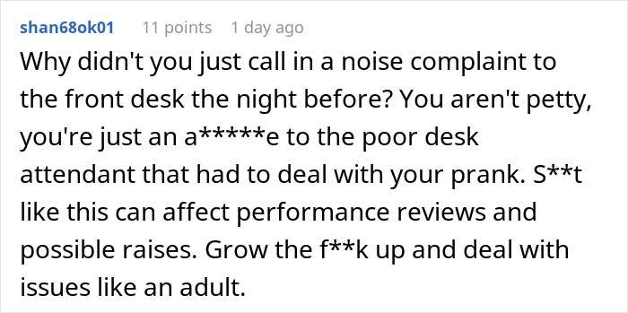 Online comment criticizing hotel guests for causing noise disturbances and highlighting lack of civic sense among neighbors.