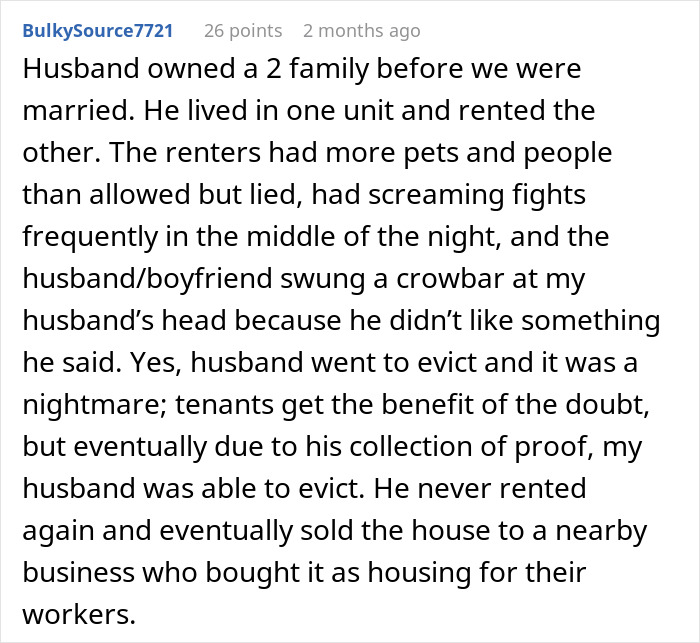 Comment describing landlord finally getting rid of horrible tenants after eviction challenges and planning revenge. Comment describing landlord finally getting rid of horrible tenants after eviction challenges and planning revenge.