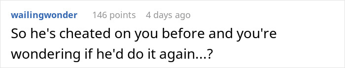 Comment on Reddit about suspicion and confusion after checking husband’s phone during surgery, expressing doubt about repeated infidelity. Comment on Reddit about suspicion and confusion after checking husband’s phone during surgery, expressing doubt about repeated infidelity.