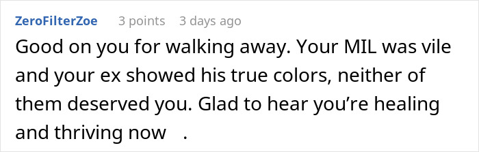 Screenshot of a supportive online comment encouraging a woman turning her life around after learning her husband's true thoughts. Screenshot of a supportive online comment encouraging a woman turning her life around after learning her husband's true thoughts.