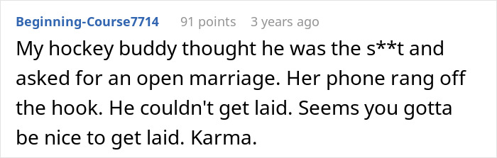 Screenshot of a forum post discussing drama involving a dad wanting an open marriage and his reaction to mom’s actions. Screenshot of a forum post discussing drama involving a dad wanting an open marriage and his reaction to mom’s actions.