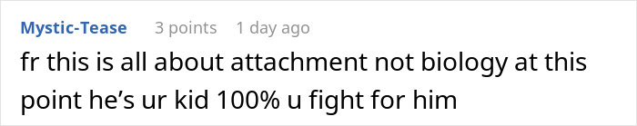 Screenshot of an online comment discussing attachment and fighting for a child eight years after giving them up. Screenshot of an online comment discussing attachment and fighting for a child eight years after giving them up.
