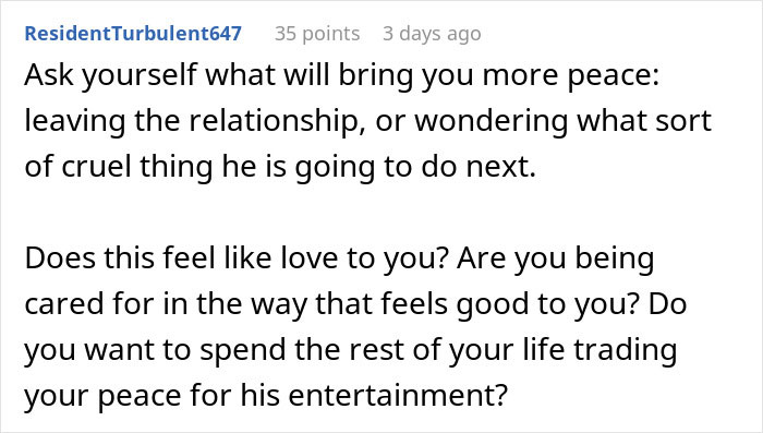 Comment discussing relationship peace and trust issues after a woman finds hidden device planted by boyfriend prank. Comment discussing relationship peace and trust issues after a woman finds hidden device planted by boyfriend prank.