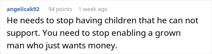 Comment on man issuing ultimatum to stepbrother for financial support of pregnant girlfriend, sparking drama.