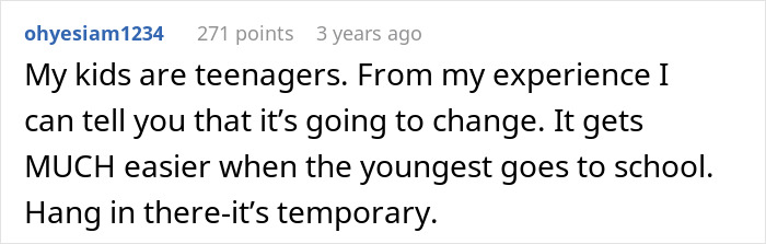 Comment expressing a woman fears motherhood is hard and regrets decision to have kids, sharing temporary struggles with teens.