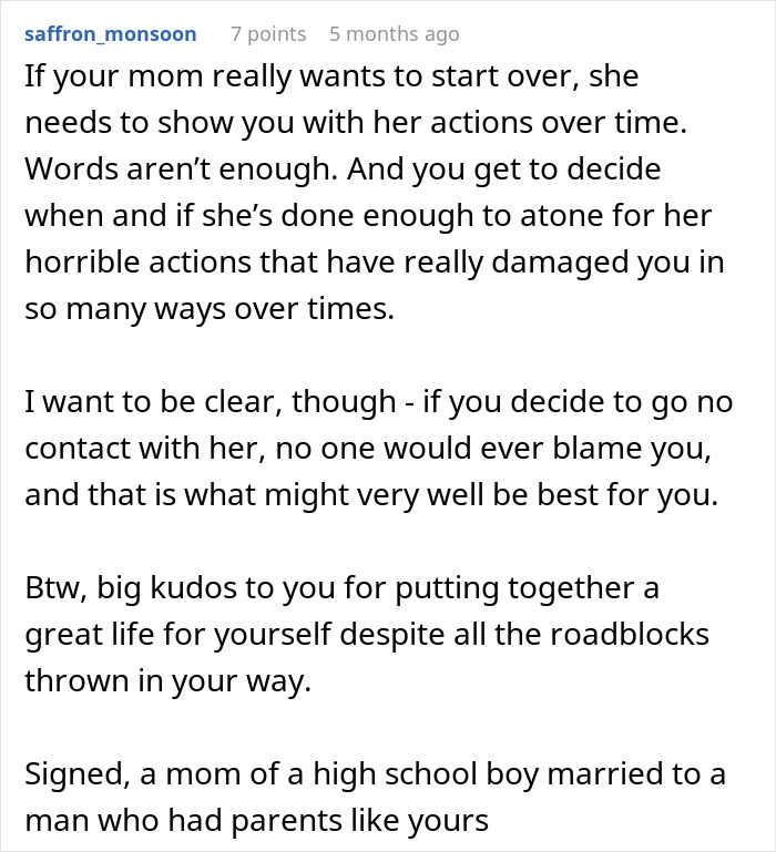 Comment discussing a mom who hid college acceptance letters from her least favorite kid, offering advice and support. Comment discussing a mom who hid college acceptance letters from her least favorite kid, offering advice and support.