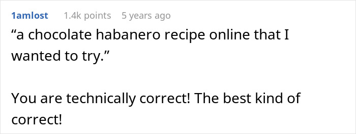 Comment from user about trying a chocolate habanero recipe, related to roommate stealing leftovers and habanero cake. Comment from user about trying a chocolate habanero recipe, related to roommate stealing leftovers and habanero cake.