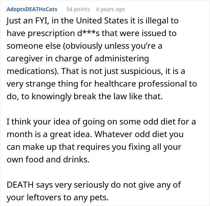 Comment discussing suspicious behavior and legal concerns related to poisoning fears involving a mother-in-law. Comment discussing suspicious behavior and legal concerns related to poisoning fears involving a mother-in-law.