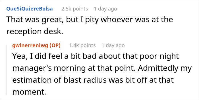 Hotel guests causing ruckus disturbing neighbors in early morning, leading to 5 AM revenge incident discussed online. Hotel guests causing ruckus disturbing neighbors in early morning, leading to 5 AM revenge incident discussed online.